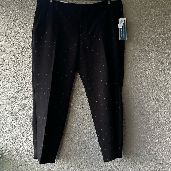 Old Navy midrise Harper pants Black has little gray anchors design size 16 NWT - Picture 1 of 13